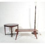 1940’S MAHOGANY COFFEE TABLE AND STANDARD LAMP TOGETHER WITH A MAHOGANY COFFEE TABLE