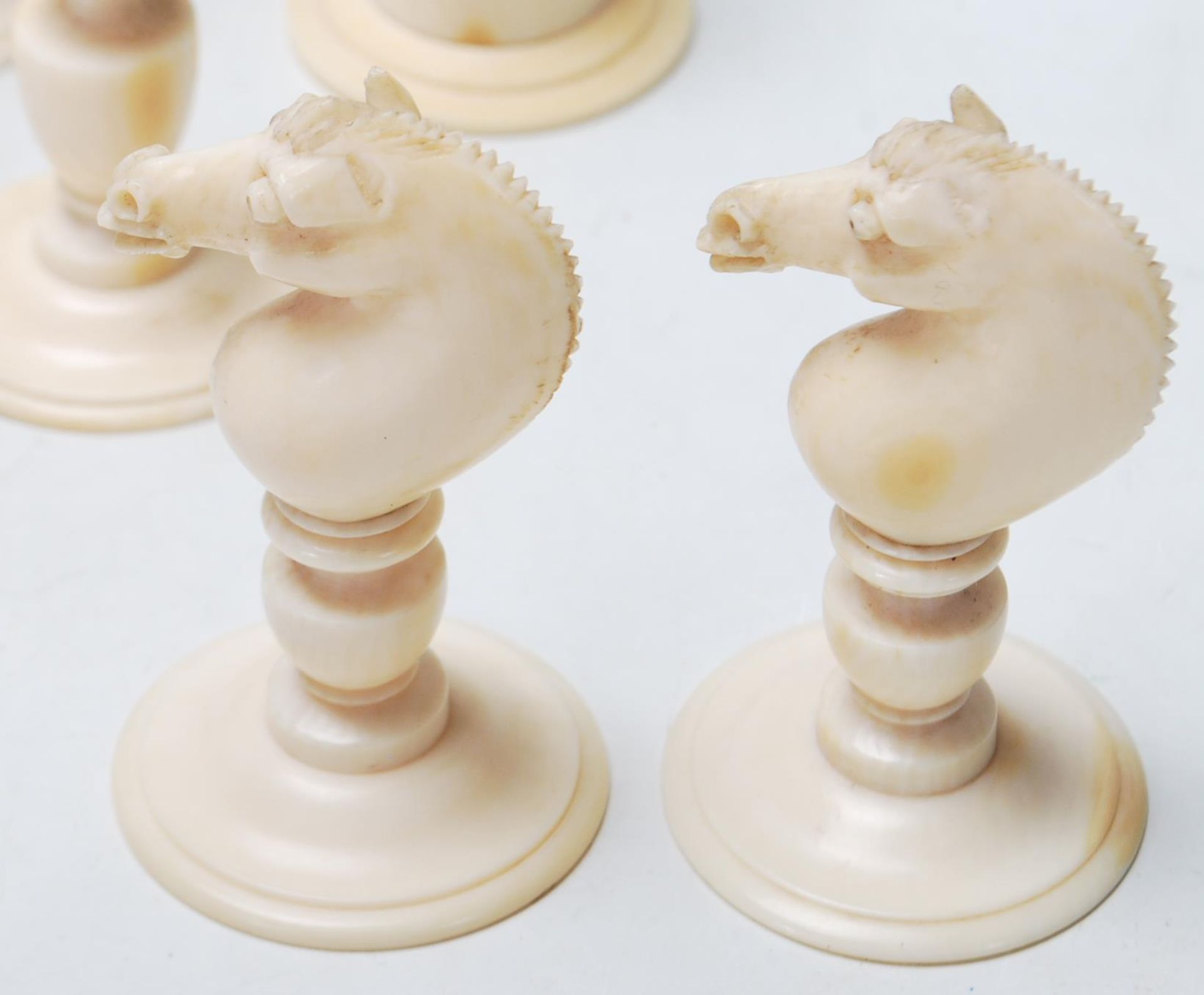 GROUP OF 19TH CENTURY VICTORIAN SATIN IVORY CHESS PIECES - Image 4 of 9