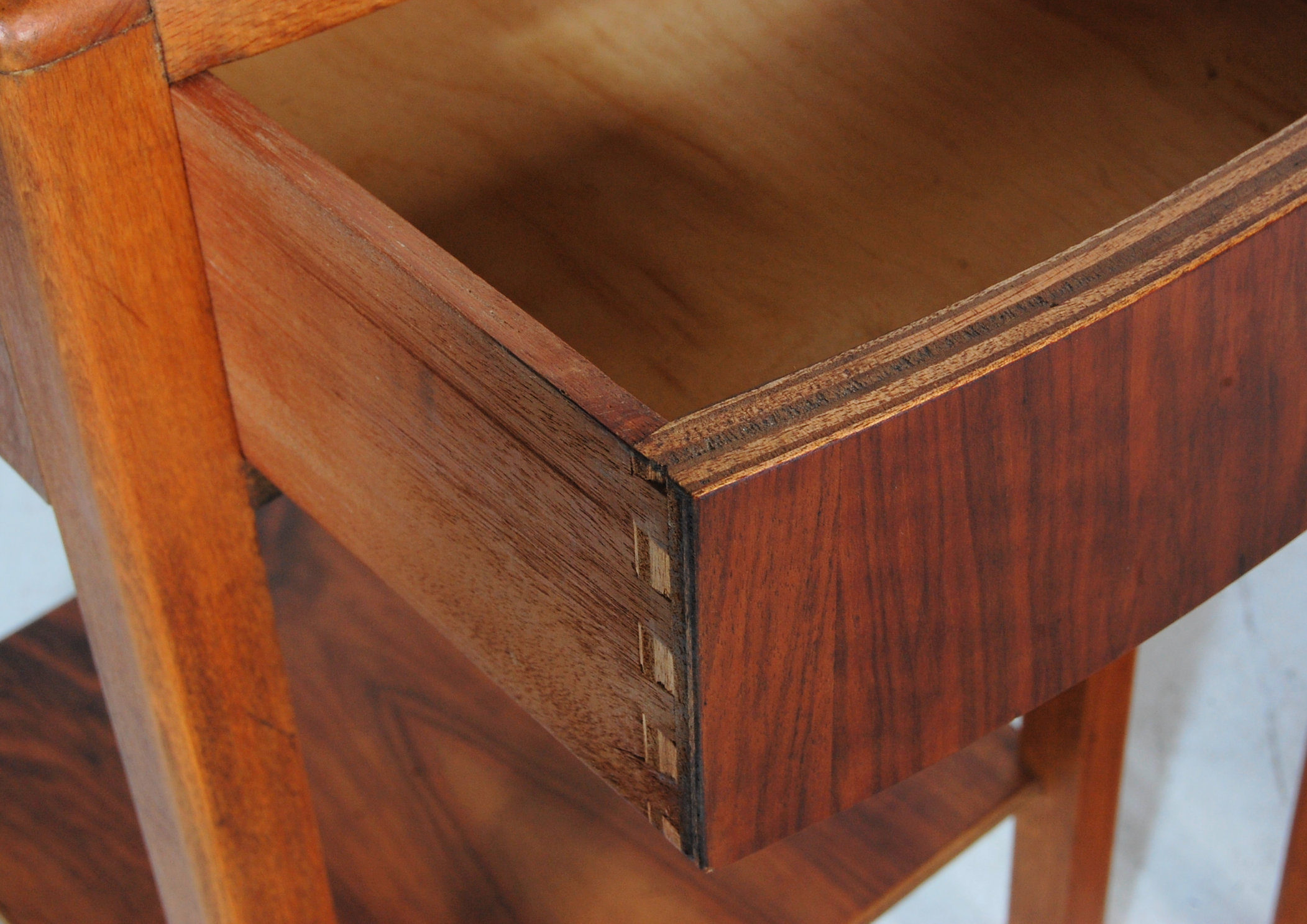 TWO 1930’S WALNUT BEDSIDE CABINETS WITH DRAWER AND CUPBOARD - Image 5 of 11