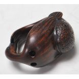 JAPANESE CARVED HARDWOOD NETSUKE