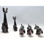 COLLECTION OF ITALIAN CERAMIC FIGURINES OF STYLISED CATS AND DOGS