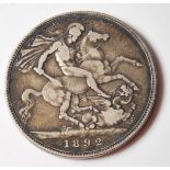 1892 VICTORIAN SILVER CROWN COIN