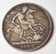 1892 VICTORIAN SILVER CROWN COIN