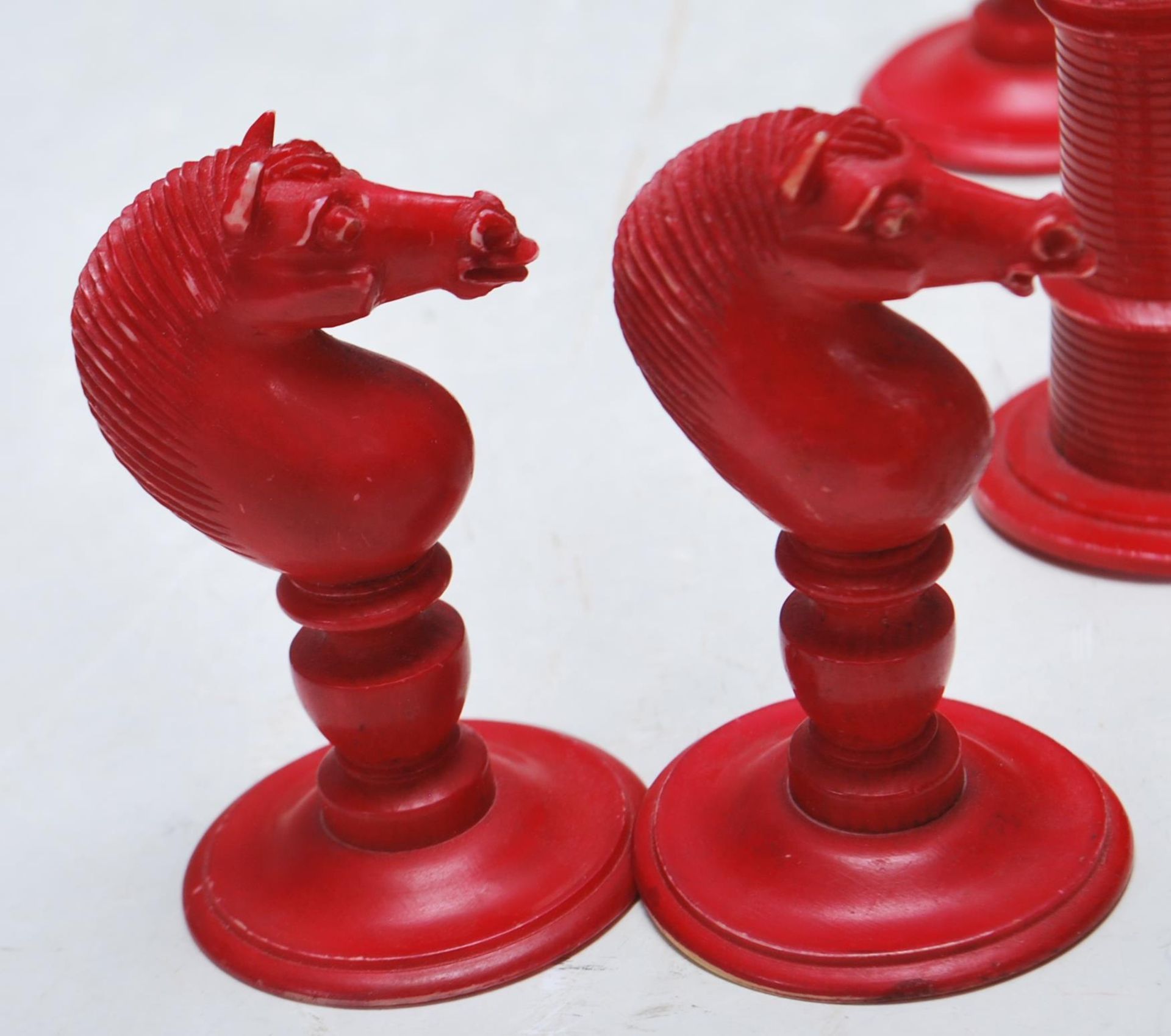 GROUP OF 19TH CENTURY VICTORIAN SATIN IVORY CHESS PIECES - Image 5 of 9