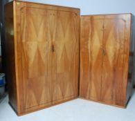 TWO VINTAGE 20TH CENTURY WALNUT DOUBLE WARDROBES