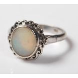 14CT WHITE GOLD AND OPAL RING