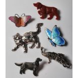 SIX VINTAGE MISED ANIMAL BROOCHES