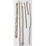 GROUP OF FOUR VARIOUS SILVER CHAINS