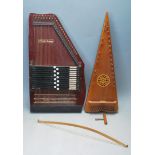25 STRING CHERRY WOOD PSALTERY MUSICAL INSTRUMENT TOGETHER WITH AN AUTO HARP