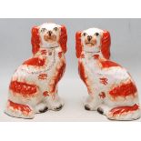 PAIR OF 19TH CENTURY VICTORIAN STAFFORDSHIRE FIRE DOGS
