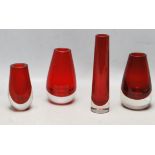 COLLECITON OF FOUR RETRO VINTAGE WHITEFRIARS STUDIO ART GLASS