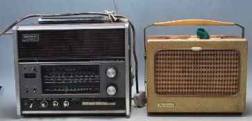 TWO RETRO MID CENTURY AND LATER PORTABLE RADIOS - SONY CRF-160 - SKY QUEEN