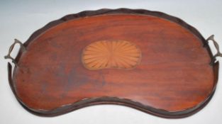 20TH CENTURY EDWARDIAN MAHOGANY INLAID BUTLERS TRAY