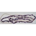 LADIES PEARL AND AMETHYST BEADED NECKLACE
