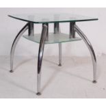 RETRO TWO TIER GLASS TOPPED COFFEE TABLE / SIDE TABLE