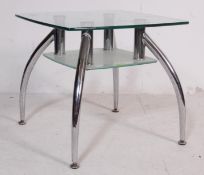 RETRO TWO TIER GLASS TOPPED COFFEE TABLE / SIDE TABLE