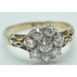 VICTORIAN ANTIQUE 18CT GOLD AND DIAMOND CLUSTER RING