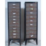 RETRO VINTAGE INDUSTRIAL SALVAGE METAL PEDESTAL FILING CABINETS