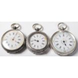 THREE 20TH CENTURY SILVER POCKET WATCHES