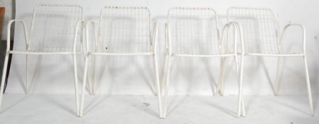 FOUR BERTOIA STYLE METAL WIRE MESH CHAIRS