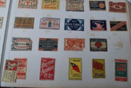COLLECTION OF EARLY MATCHBOXES / MATCHBOX ADVERTISING IN ALBUM