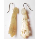 VICTORIAN MOTHER OF PEARL CARVED DROP EARRINGS