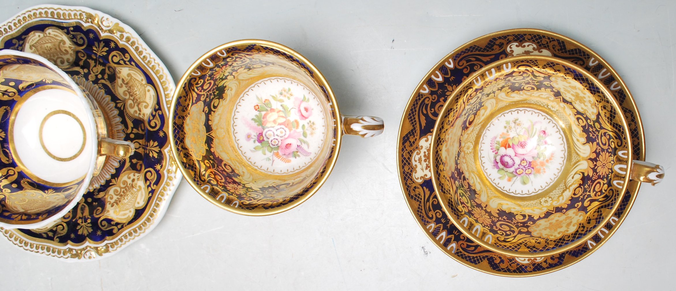 GROUP OF FIVE 19TH CENTURY VICTORIAN CABINET CUPS AND SAUCERS - Image 2 of 11