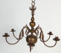 EARLY 20TH CENTURY BRASS DUTCH INFLUENCED CHANDELIER