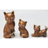 SET OF THREE JAPANESE CLOISONNE ENAMELLED CATS