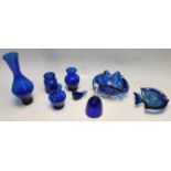 COLLECTION OF VINTAGE BLUE GLASS