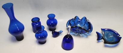 COLLECTION OF VINTAGE BLUE GLASS