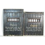 TWO VINTAGE LATE 20TH CENTURY HAND MADE GHOST TRAIN PRISON DOORS
