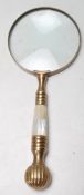 20TH CENTURY ANTIQUE STYLE BRASS AND PEARL HANDLED MAGNIFYING GLASS