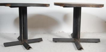 TWO VINTAGE STYLE FACTORY INDUSTRIAL TABLES
