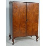 VINTAGE MID CENTURY 1950S QUARTER BURR WALNUT VENEER CABINET