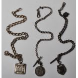 THREE VINTAGE SILVER POCKET WATCH CHAINS