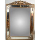 CONTEMPORARY GILT AND BEVELLED GLASS WALL MIRROR