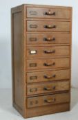 MID 20TH CENTURY FACTORY INDUSTRIAL 1950S OAK 8 DRAWER PEDESTAL FILING CABINET