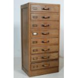 MID 20TH CENTURY FACTORY INDUSTRIAL 1950S OAK 8 DRAWER PEDESTAL FILING CABINET