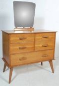 1950’S GOLDEN WALNUT DRESSING TABLE CHEST OF DRAWERS