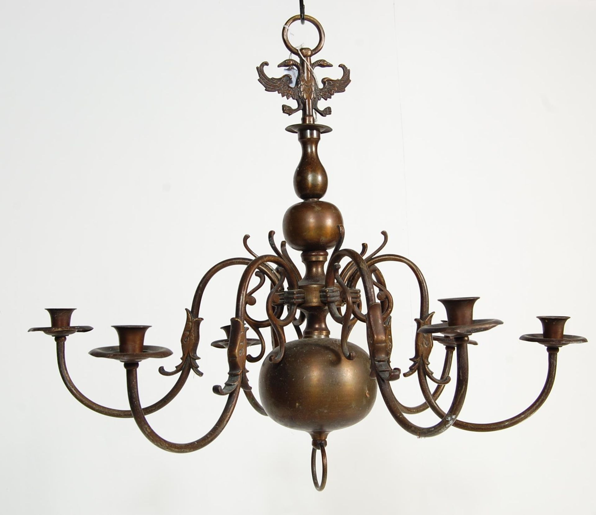 EARLY 20TH CENTURY BRASS DUTCH INFLUENCED CHANDELIER - Bild 3 aus 4