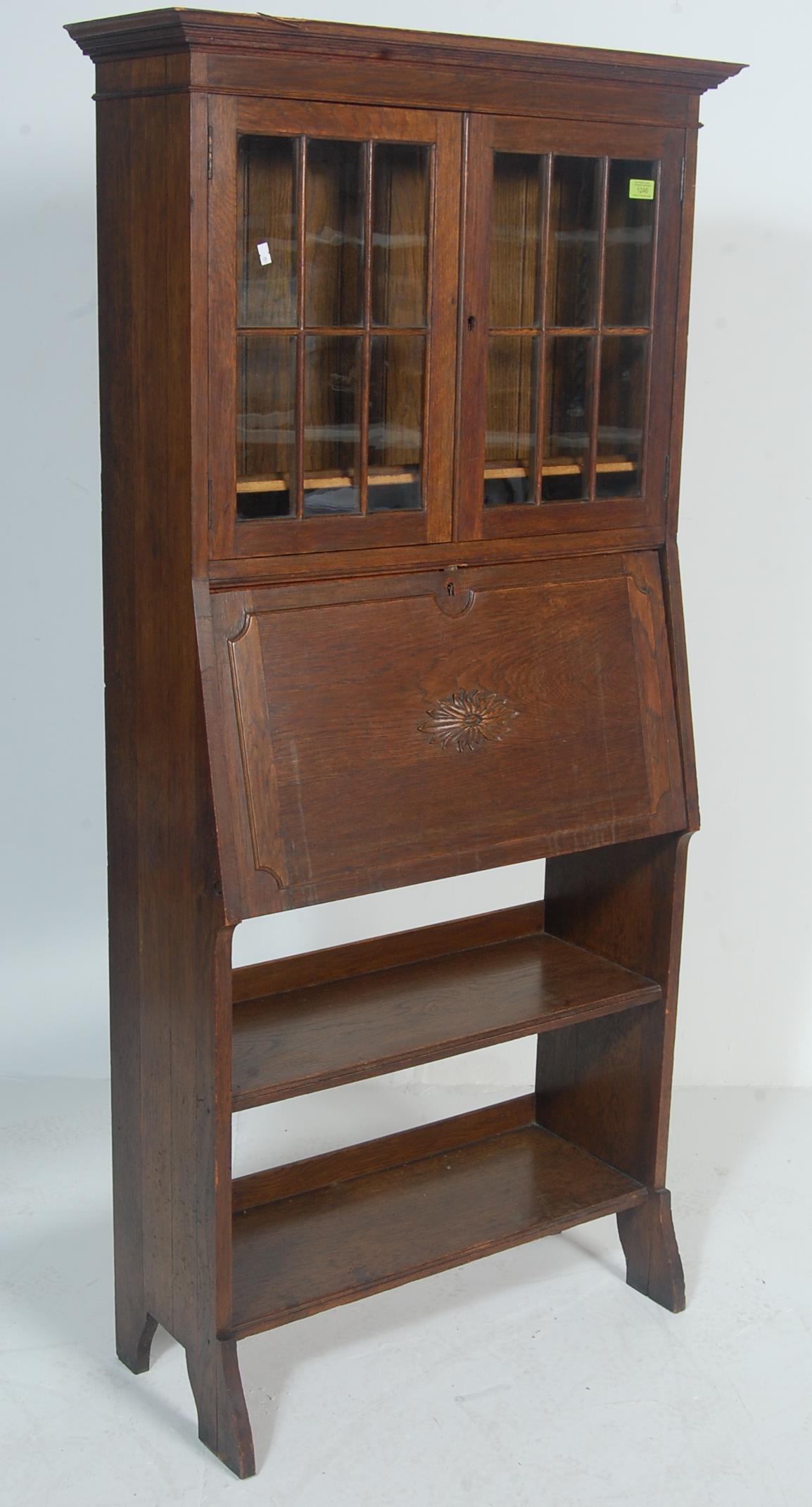 19TH CENTURY / EARLY 20TH CENTURY ARTS AND CRAFT LIBERTY STYLE BUREAU BOOKCASE. - Image 4 of 9