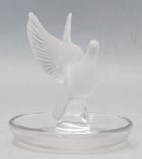 FRENCH LALIQUE THALIE DOVE PIN TRAY / RING DISH