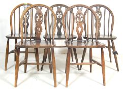 FIVE VINTAGE 20TH CENTURY ERCOL WINDSOR FLEUR DE LYS 878 BEECH WOOD AND ELM DINING CHAIRS