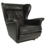 HOWARD KEITH - A RETRO VINTAGE 1950S MID CENTURY BLACK LEATHER CHAIR