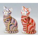 TWO ROYAL CROWN DERBY IMARI CAT PAPERWEIGHTS