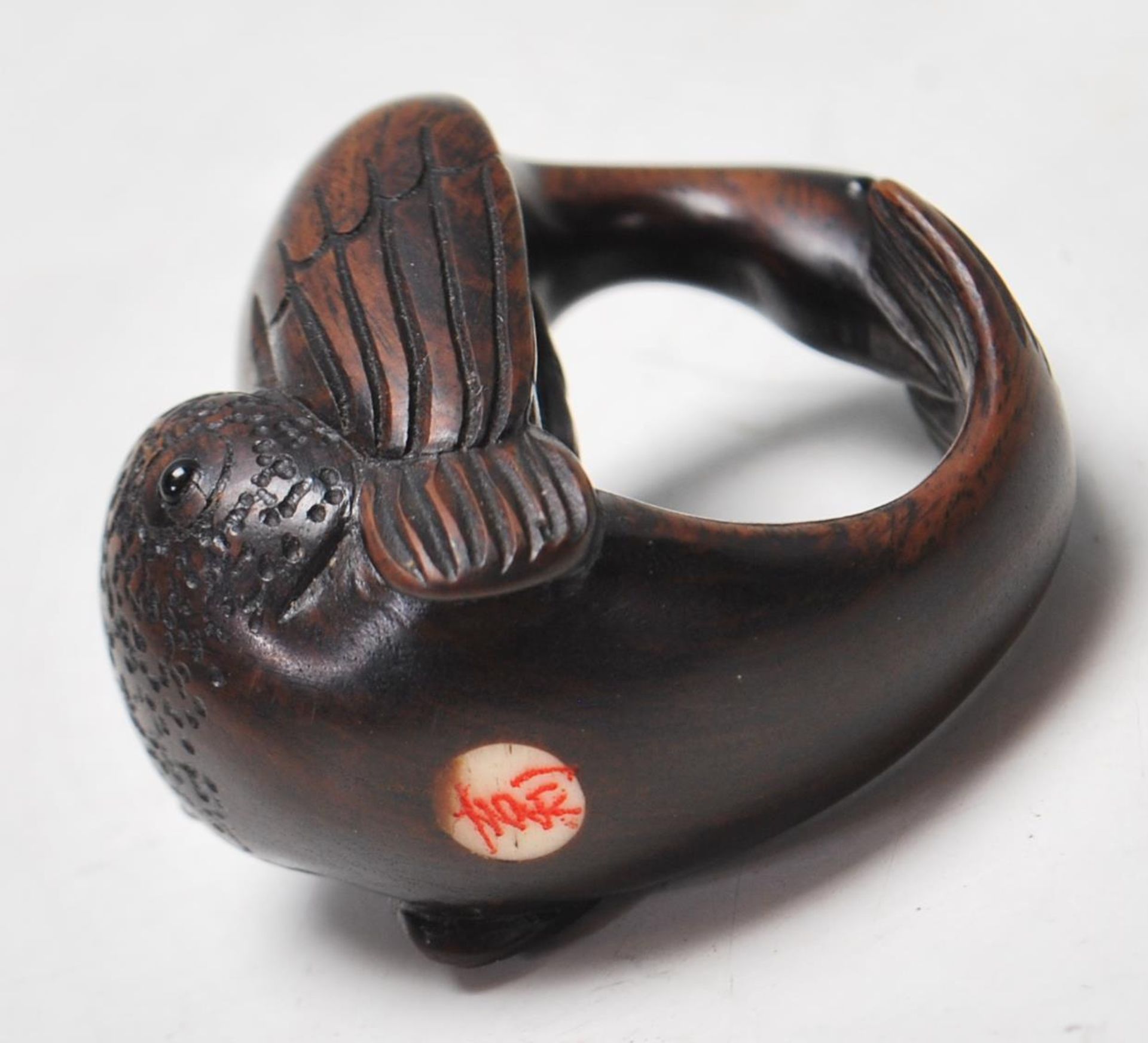 JAPANESE CARVED HARDWOOD NETSUKE - Image 3 of 6