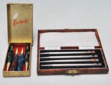 VINTAGE STERLING SILVER BRIDGE PENS WITH FOUR HARRODS PENS