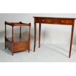 ANTIQUE STYLE GEORGIAN REVIVAL MAHOGANY CONSOLE TABLE AND TWO TIER SIDE TABLE