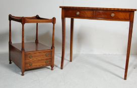 ANTIQUE STYLE GEORGIAN REVIVAL MAHOGANY CONSOLE TABLE AND TWO TIER SIDE TABLE